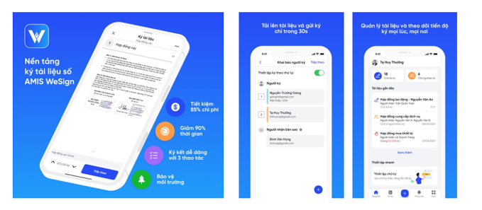 Hợp đồng điện tử AMIS WeSign giúp tiết kiệm thời gian và chi phí so với ký giấy. (bỏ logo, text)