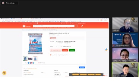 Các doanh nghiệp và chuyên gia đang thảo luận trong một khóa đào tạo thương mại điện tử của dự án. Ảnh chụp màn hình