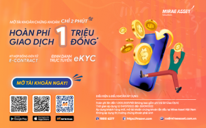 Chứng khoán Mirae Asset tung ra ưu đãi hoàn phí cho nhà đầu tư mới