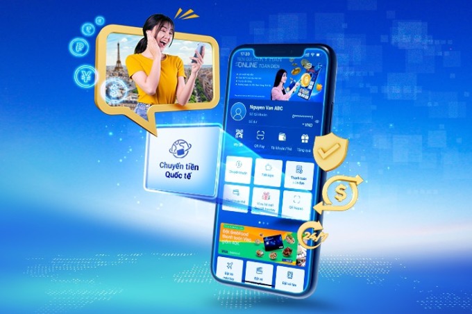 Khách hàng có thể chuyển tiền quốc tế chỉ với 2 bước xử lý trên app Vietbank Digital. Ảnh: Vietbank